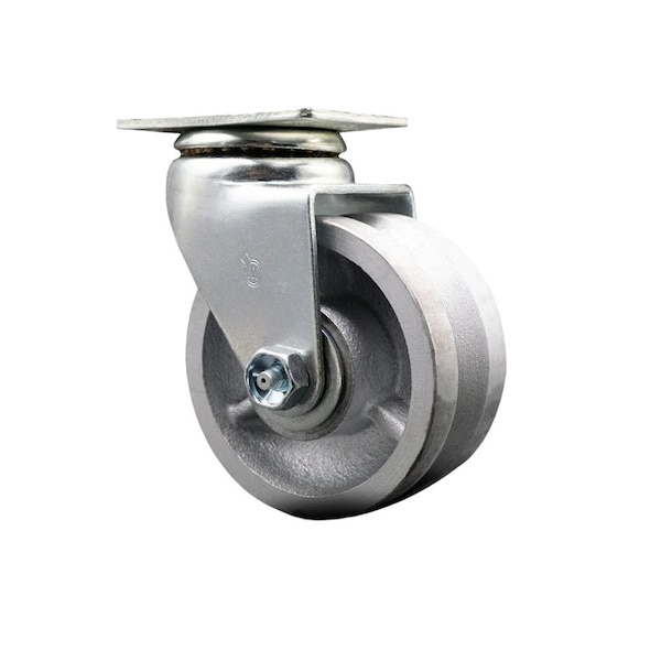4'' V-Groove Semi Steel Wheel Swivel Caster with Bronze Bearing